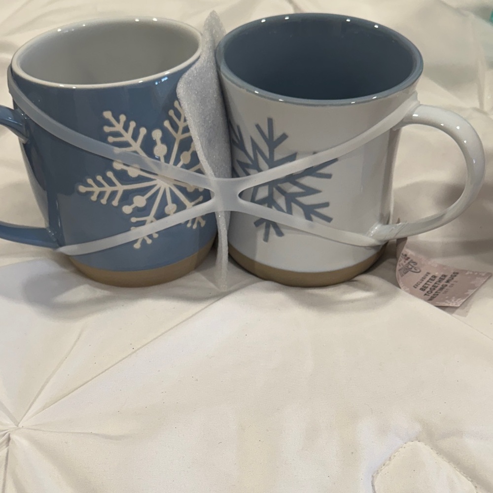 Snowflake Blue and White Mugs Set